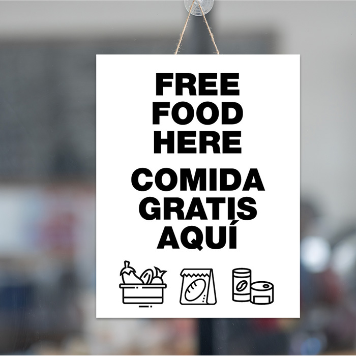 Free food here in English and Spanish